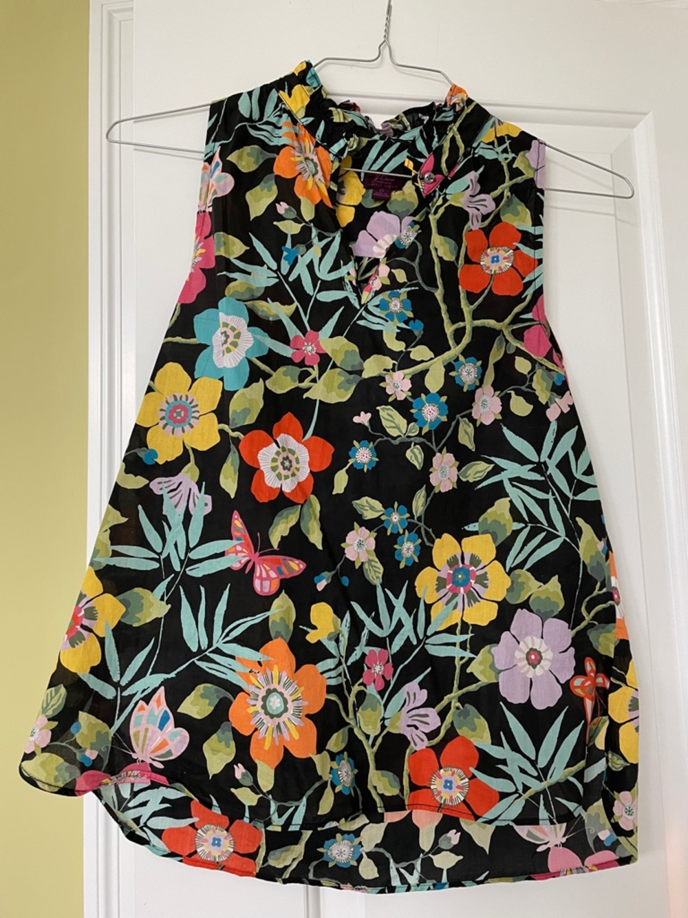 J. Crew Black Floral Liberty Fabric Blouse with Multi-Color Print